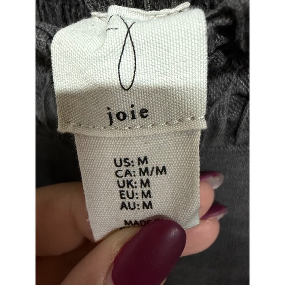 Joie Linen Blend Gray Pull On Elastic Band Boho Bohemian Wide Leg Pants Size M - Picture 5 of 6